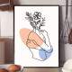 Quadro decorativo - Minimalista Tra�o de Mulher se Abra�ando com Flores