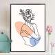 Quadro decorativo - Minimalista Tra�o de Mulher se Abra�ando com Flores