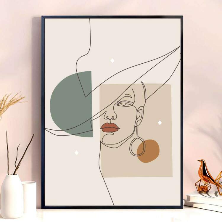 Quadro decorativo - Minimalista Traos de Mulher com Brinco