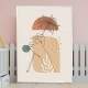 Quadro decorativo - Minimalista Tra�os de M�os Segurando Flor