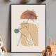 Quadro decorativo - Minimalista Tra�os de M�os Segurando Flor