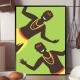 Quadro decorativo - Estilo Africano Homens Sorridentes Fundo Verde