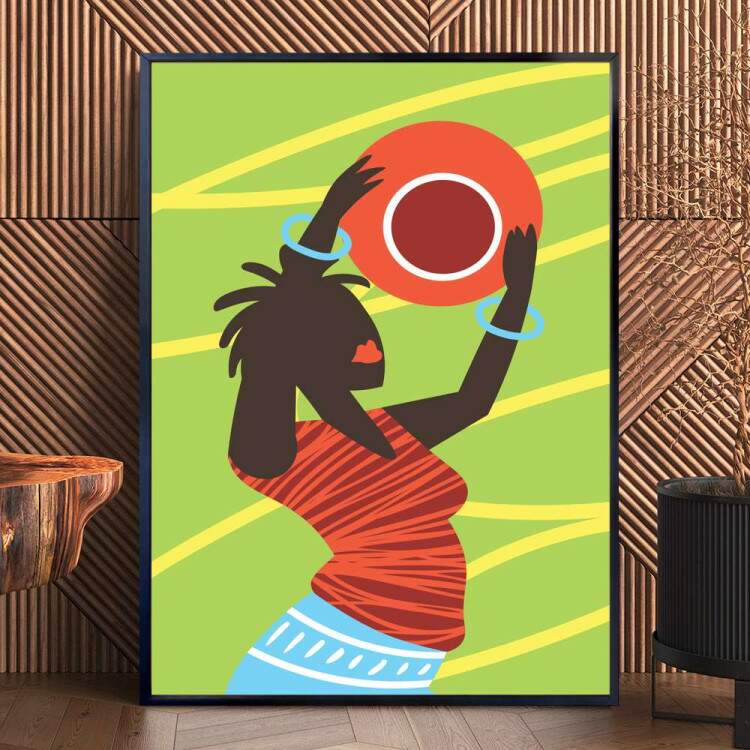 Quadro decorativo - Estilo Africano Mulher com Tigela em Mos