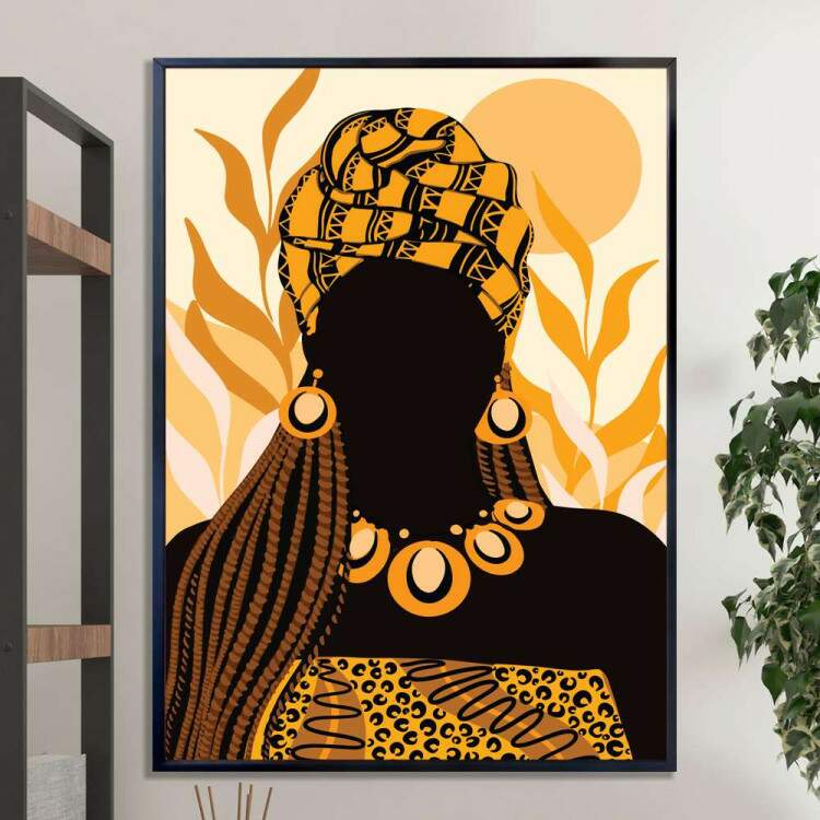 Quadro decorativo - Estilo Africano Mulher de Tranas e Acessrios