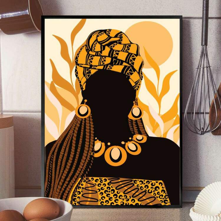 Quadro decorativo - Estilo Africano Mulher de Tranas e Acessrios