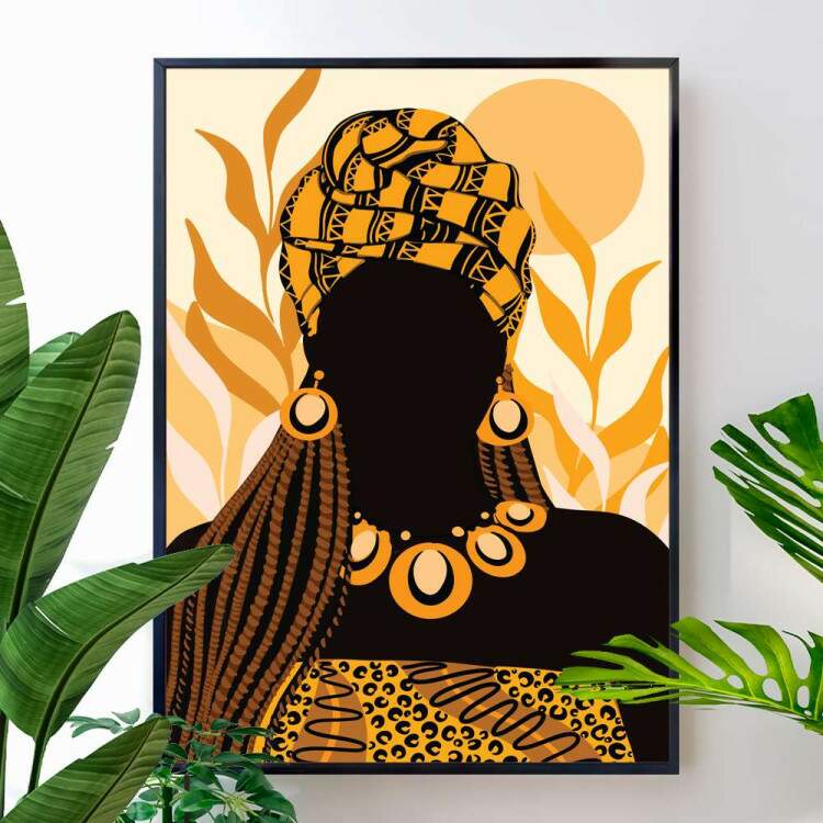 Quadro decorativo - Estilo Africano Mulher de Tranas e Acessrios