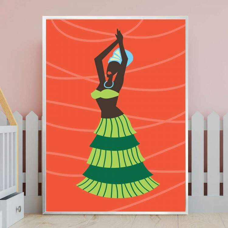 Quadro decorativo - Estilo Africano Mulher de Turbante e Saia