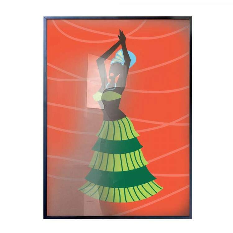 Quadro decorativo - Estilo Africano Mulher de Turbante e Saia