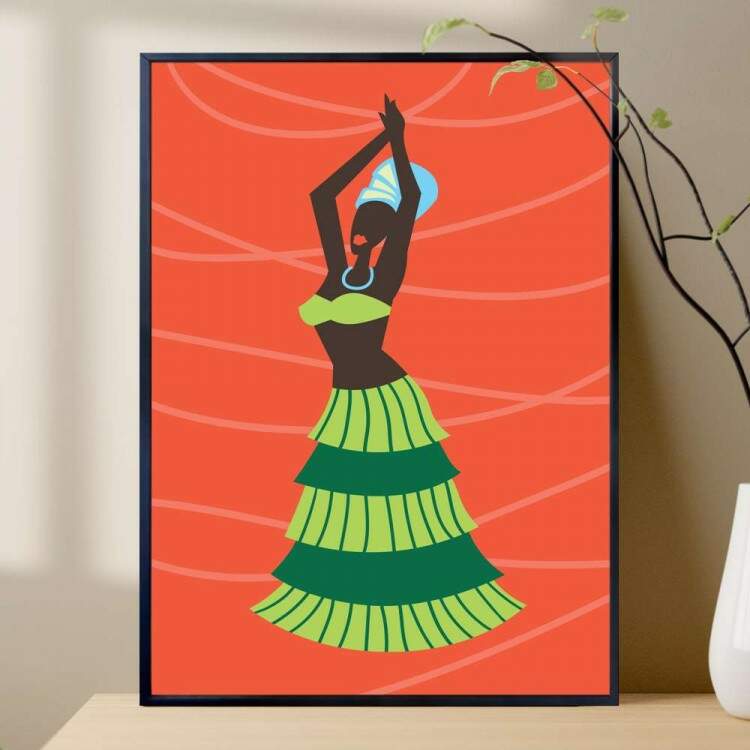 Quadro decorativo - Estilo Africano Mulher de Turbante e Saia