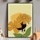 Quadro decorativo - Floral Estilo Contempor�neo Flores Desenhadas com Fundo Amarelo