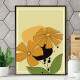 Quadro decorativo - Floral Estilo Contempor�neo Flores Desenhadas com Fundo Amarelo