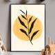 Quadro decorativo - Floral Estilo Contempor�neo Planta Preta com Pintura Amarela no Fundo