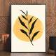 Quadro decorativo - Floral Estilo Contempor�neo Planta Preta com Pintura Amarela no Fundo