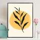 Quadro decorativo - Floral Estilo Contempor�neo Planta Preta com Pintura Amarela no Fundo