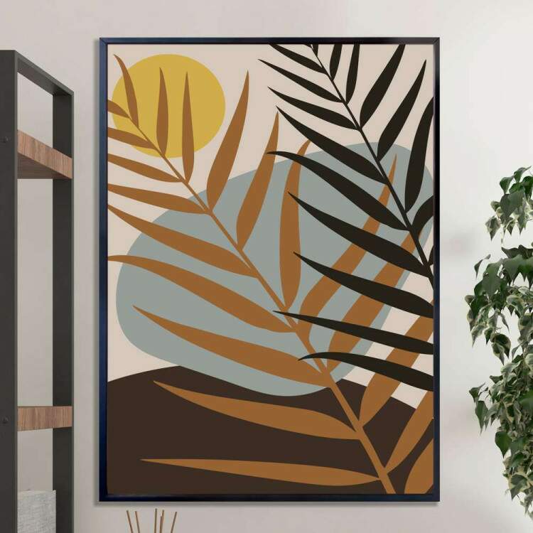 Quadro decorativo - Floral Estilo Contemporneo Tons de Marrom