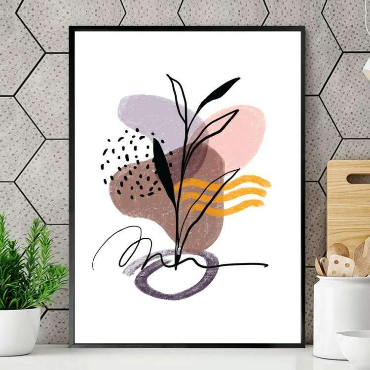 Quadro decorativo - Floral Fundo Branco com Detalhe Nude 1