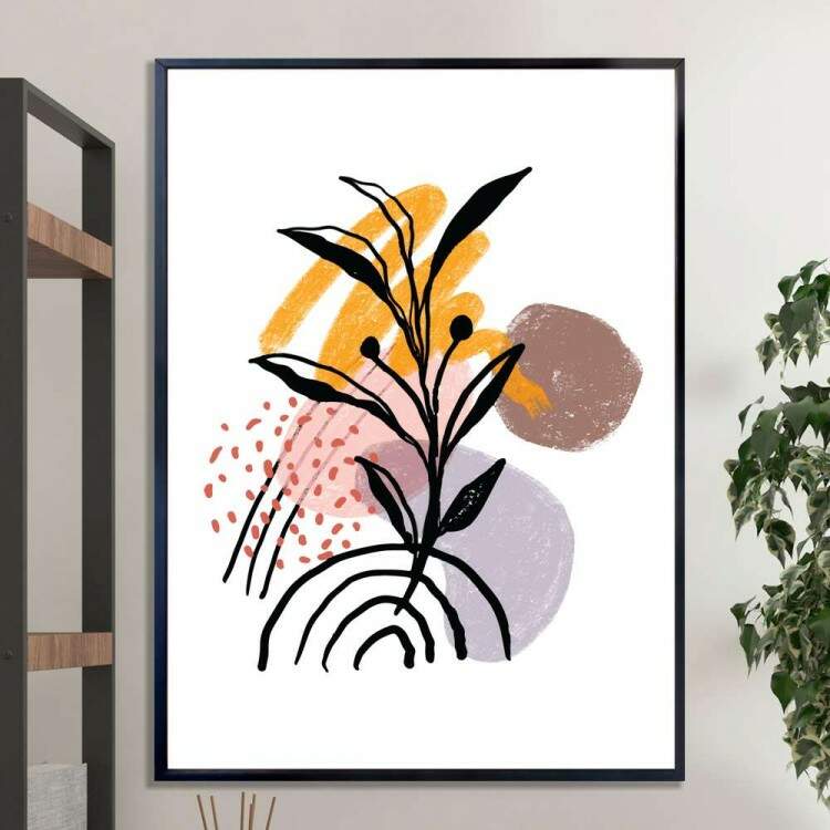 Quadro decorativo - Floral Fundo Branco com Detalhe Nude 3