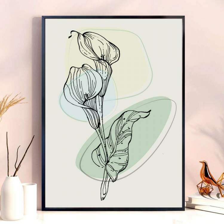 Quadro decorativo - Floral Planta Desenhada Fundo Minimalista 1