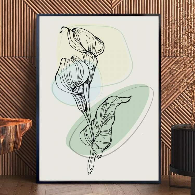 Quadro decorativo - Floral Planta Desenhada Fundo Minimalista 1