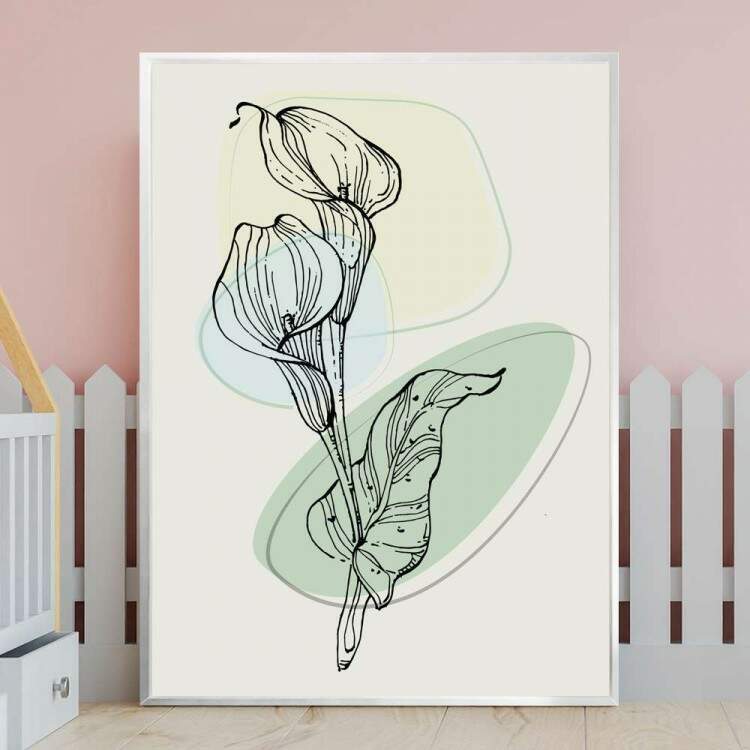 Quadro decorativo - Floral Planta Desenhada Fundo Minimalista 1