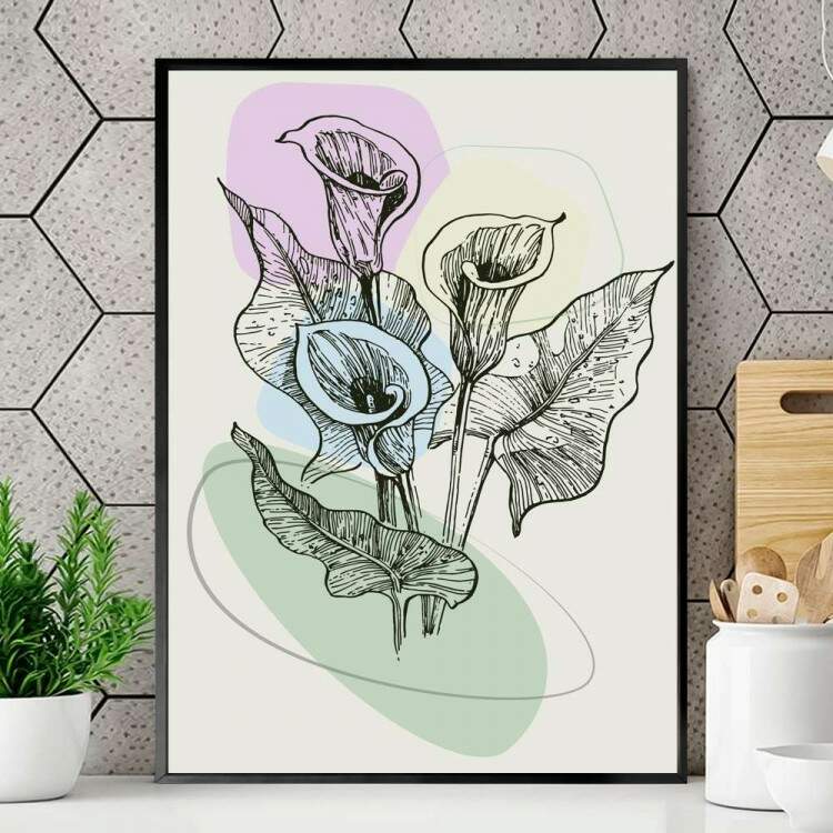 Quadro decorativo - Floral Planta Desenhada Fundo Minimalista 3