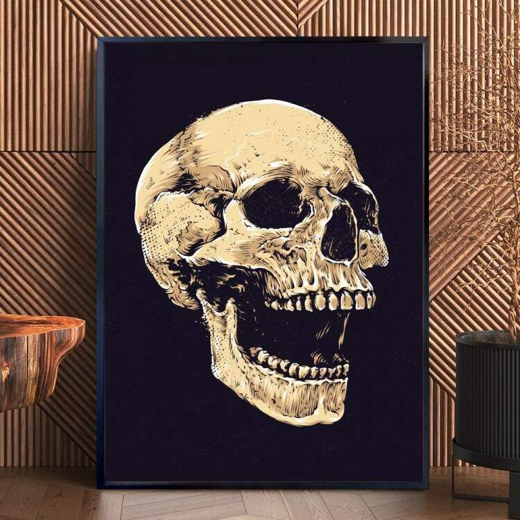 Quadro decorativo - Caveira Bege com Fundo Branco