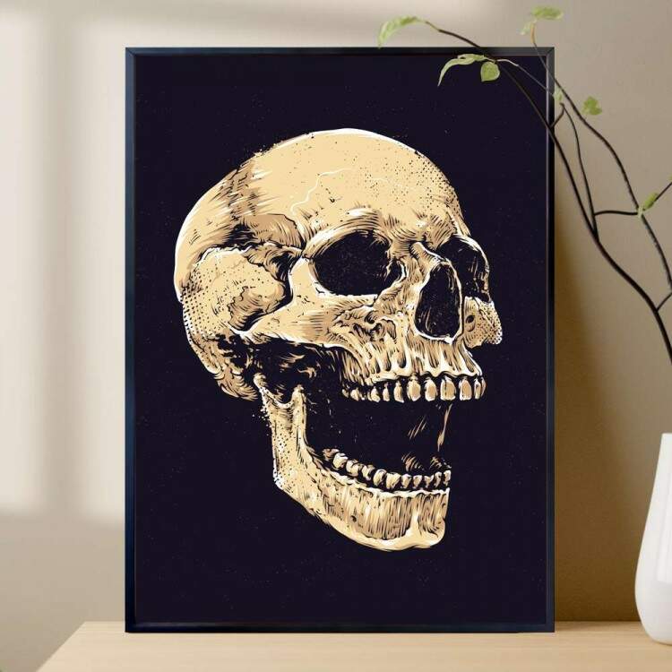 Quadro decorativo - Caveira Bege com Fundo Branco