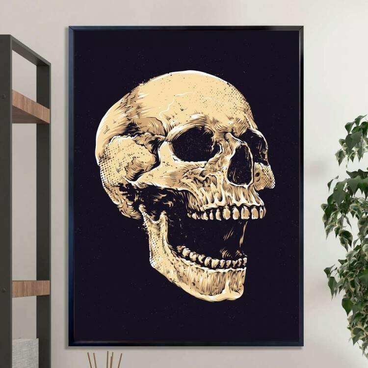 Quadro decorativo - Caveira Bege com Fundo Branco