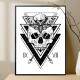 Quadro decorativo - Caveira com Tri�ngulos e Borboleta