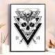 Quadro decorativo - Caveira com Tri�ngulos e Borboleta