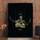 Quadro decorativo - Caveira e Cr�nios com Lua
