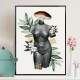Quadro decorativo - Collage Flower Fundo Branco Corpo de Mulher com Cabe�a de Cogumelo