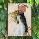 Quadro decorativo - Collage Flower Mulher de Lado com Girass�is