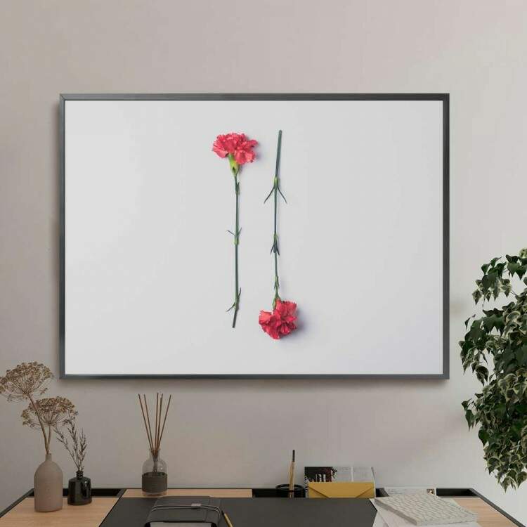 Quadro decorativo - Floral Duas Flores com Galhos Fundo Branco