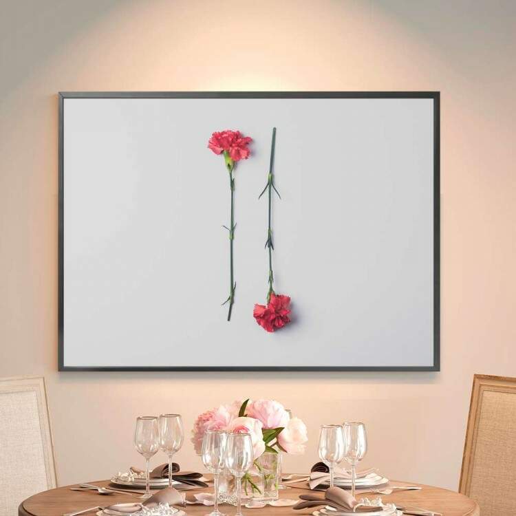 Quadro decorativo - Floral Duas Flores com Galhos Fundo Branco