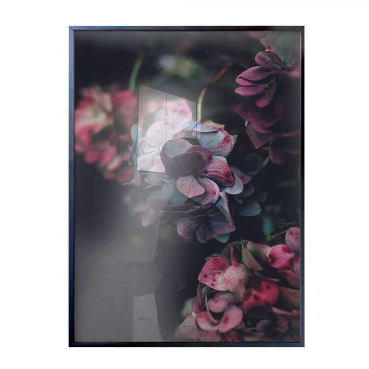 Quadro decorativo - Floral Flor Roxa Fundo Preto