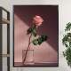Quadro decorativo - Floral Rosa em �gua Fundo Bege