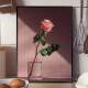 Quadro decorativo - Floral Rosa em �gua Fundo Bege