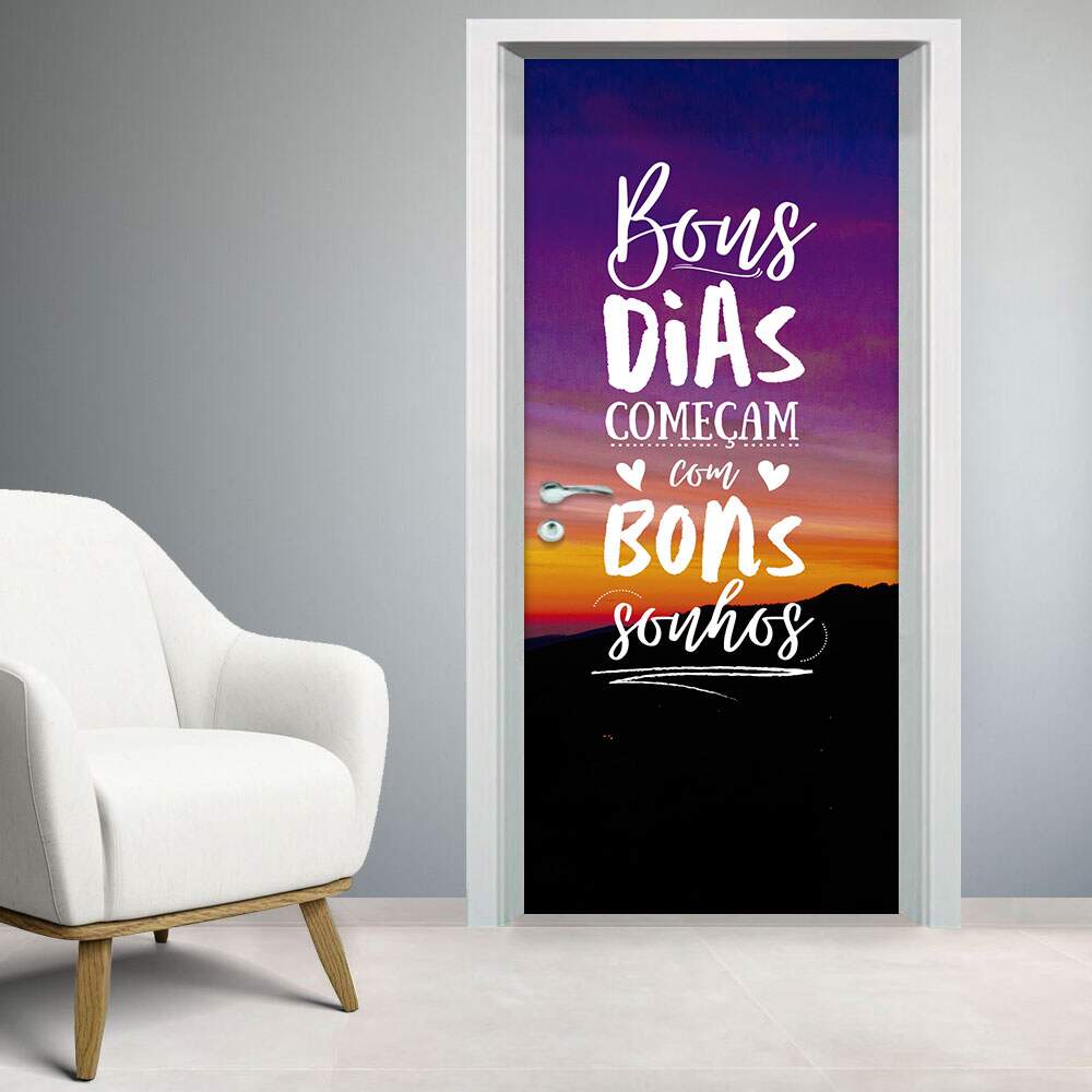 Adesivo para Porta Frase Bons Dias Come�am com Bons Sonhos