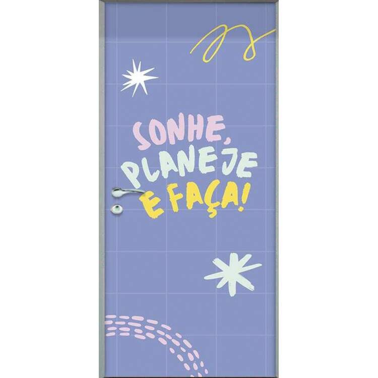 Adesivo para Porta Frase Sonhe, Planeje e Faa