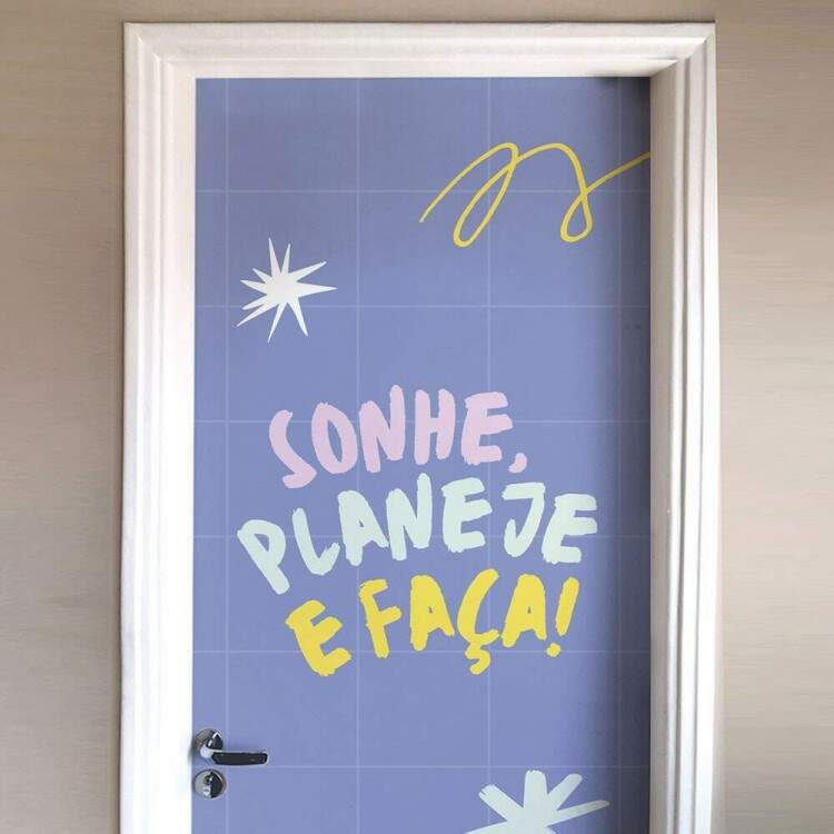 Adesivo para Porta Frase Sonhe, Planeje e Faa