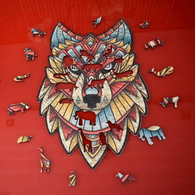 Quebra Cabea de Madeira Criativo Lobo