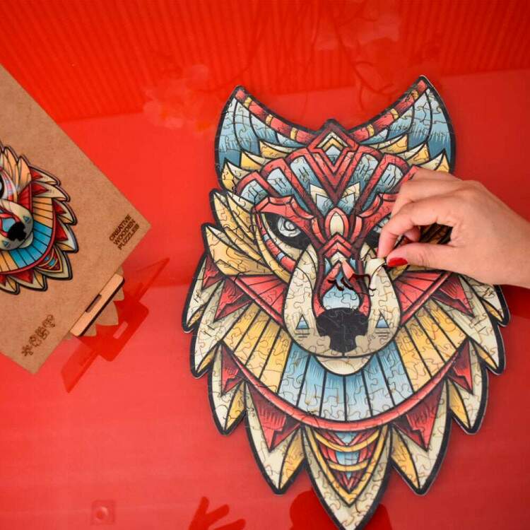 Quebra Cabea de Madeira Criativo Lobo