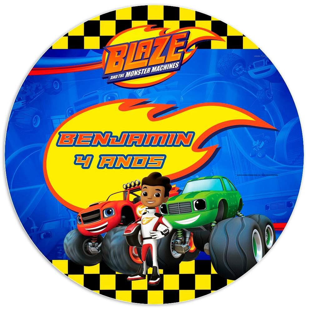 Etiquetas Adesivas para Aniversrio com Nome e Idade Blaze and The Monster Machines