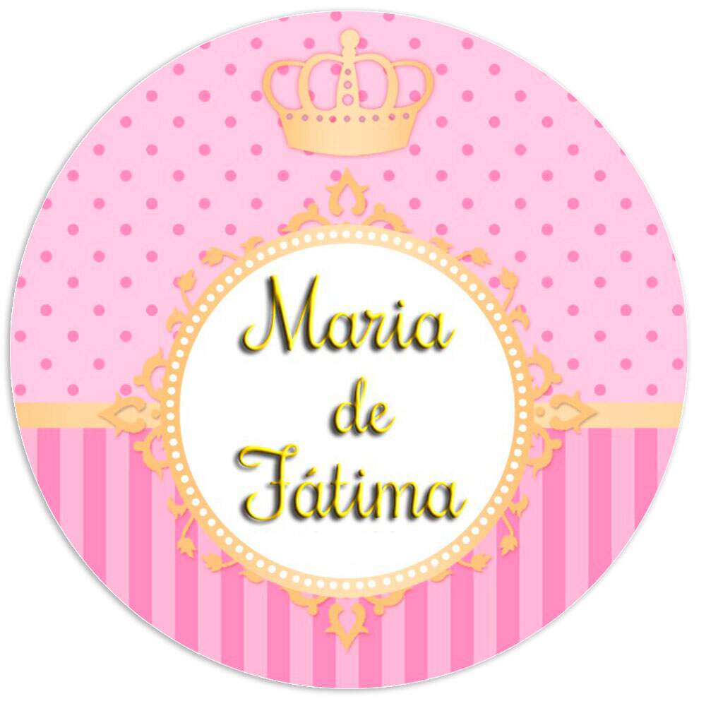 Etiquetas Adesivas para Aniversrio com Nome e Idade Coroa Rosa