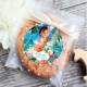 Etiquetas Adesivas para Anivers�rio com Nome e Idade Moana Baby com Floral
