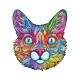 Quebra Cabe�a de Madeira Criativo Gato Colorido