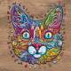 Quebra Cabe�a de Madeira Criativo Gato Colorido