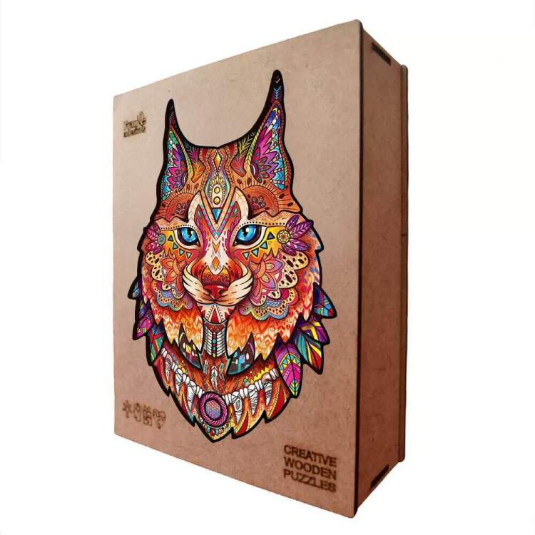 Quebra Cabea de Madeira Criativo Felino