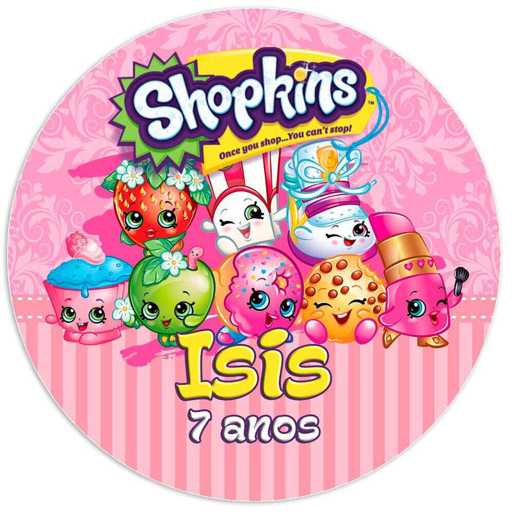 Etiquetas Adesivas para Aniversrio com Nome e Idade Shopkins